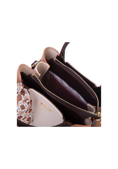 Nas Bag Şık Fularlı Mini El Ve Omuz Çantası Krem Camel Calven