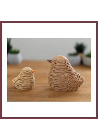 Storeşahin Örgü Desenli Serçe Figürlü Tealight Mumluk Bahar Dekoratif Mum Tutucu Shn0720 Çok Renkli