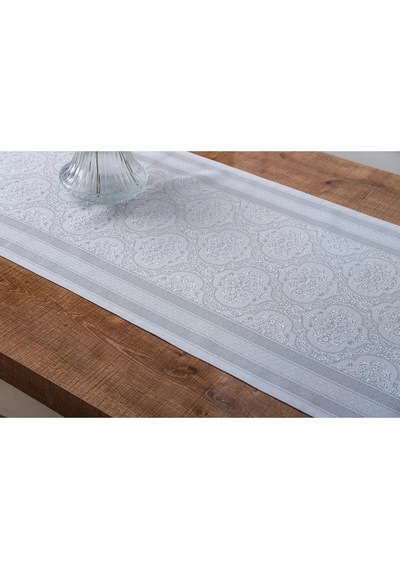 Roma Jakar Polyester Kumaş Gri Runner 45x150 Cm 1476 Gri