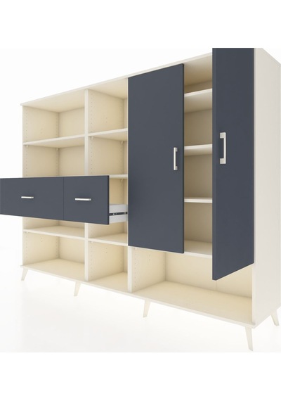 Hyperion Dolap 10 Raflı 2 Çekmeceli 2 Kapaklı 220x44x163 Aytaşı-a Aytaşı-antrasit