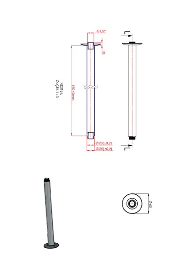 Ø25-15 Cm Yuvarlak Tavandan Pasl. Tdb-siyah