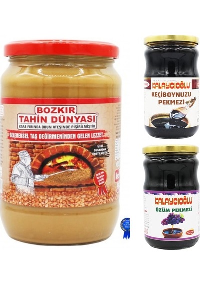 Kalaycıoğlu Bozkır Kavrulmuş Kepeksiz Tahin 700 G + Keçiboynuzu Pekmezi 800 G + Üzüm Pekmezi 800 G