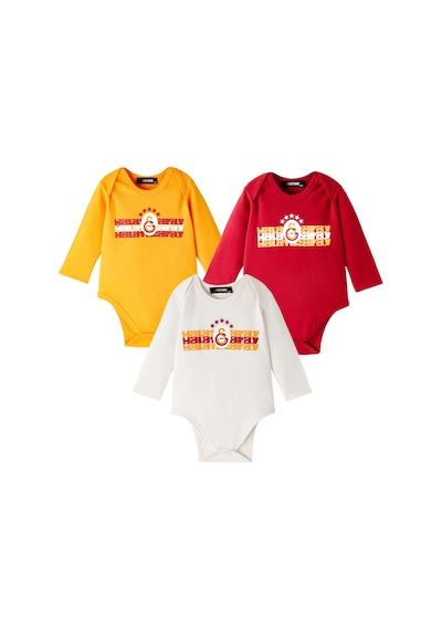 Gsstore Galatasaray Bebek Uzun Kollu 3 Lü Body B252007 Ekru - Sarı