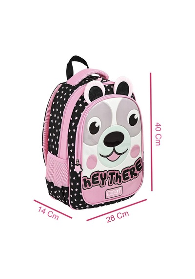 Muggle 2 Bölmeli Hey There Okul Sırt Çantası Siyah Mu-9091 Pembe