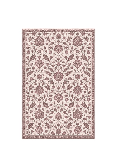 Kartela Halı Madalyonsuz Vintage İran Desenli Halı Gül Kurusu Kaymaz Taban 80x120 Cm
