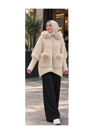 Moor Bej Kürk Cepli Peluş Kaban Bej - 936666635 Bej