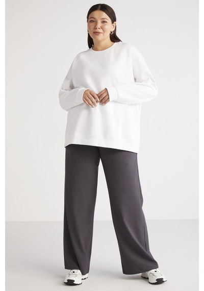 ETHIQUET BARBORABB Kadın Relaxed Içi Polarlı Yumuşacık Comfort Fit Beyaz Büyük Beden Sweatshirt ETHIQUET BARBORABB Kadın Relaxed Içi Polarlı Yumuşacık Comfort Fit Beyaz Büyük Beden Sweatshirt