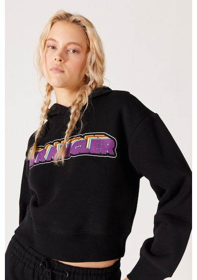 Wrangler Regular Fit Normal Kesim Siyah Kadın Kapüşonlu Sweatshirt W232302001 Siyah