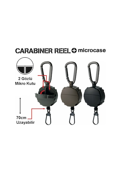 Daiichiseiko Carabiner Reel + Micro Case Black