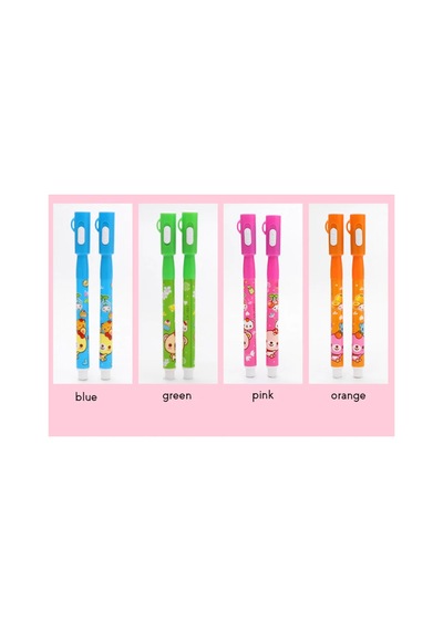 Mor Işıklı Sihirli Görünmez Kalem Işıklı Kalem İnvisible İnk Pens Uv Led Light 4 Ad Renkli