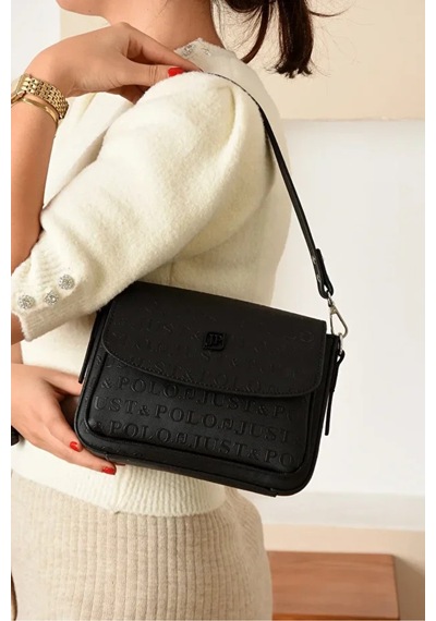 Just Polo Kadın Ayarlanabilir Askılı Şık El & Omuz Çantası Ve Cüzdanı Kombin Shopper Siyah