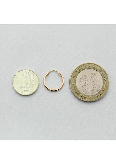 Pembe Altın Minik Halka Küpe Rose Gold - Çap: 1.5cm Pembe Altın