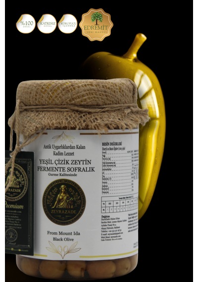 Zeyrazade Yeşil Çizik Sofralık Zeytin Fermente -1 Kg