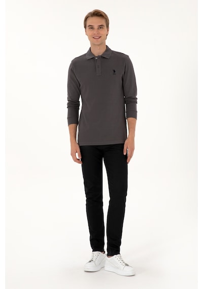 U.S. Polo Assn. Erkek Regular Fit Polo Yaka Gri Basic Sweatshirt 50307757-VR024
