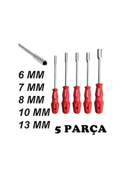 Kauçuk 5 Adet Lokma Anahtar Tornavida 6/7/8/10/13/mm Metal Altıgen
