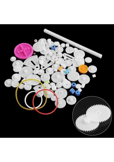 85 Parça Plastik Dişli Seti Oyuncak - Tekerlek - Mil - Çark