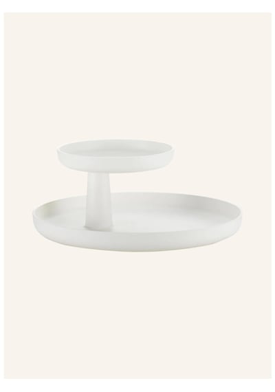 Vitra Çift Katlı Yuvarlak Plastik Saklama Kabı Mat Yüzeyli, 17 Cm Ve 28 Cm Çaplı Keyif Tepsileri Beyaz