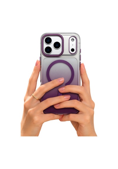 Sbprc İphone 18 Pro Max / 17 Pro Max İçin Kılıf Renk Geçişli Şeffaf M-safe Şarja Uygun Augus Kapak Bordo