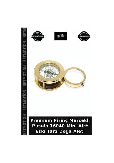 Premium Pirinç Mercekli Pusula 16040 Mini Alet Eski Tarz Doğa Aleti