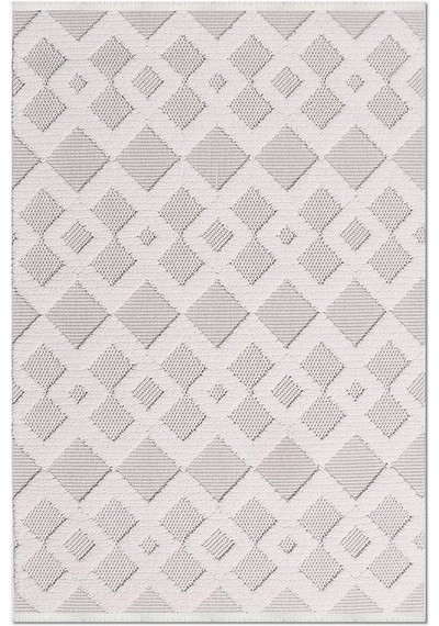 Bespoky Peri Pl02k Geometrik Modern Salon Halısı Makine Dokuma Gri