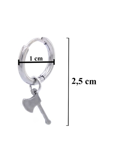 Bz 316l Çelik Unisex Tek Balta Küpe Unk-484 Beyaz