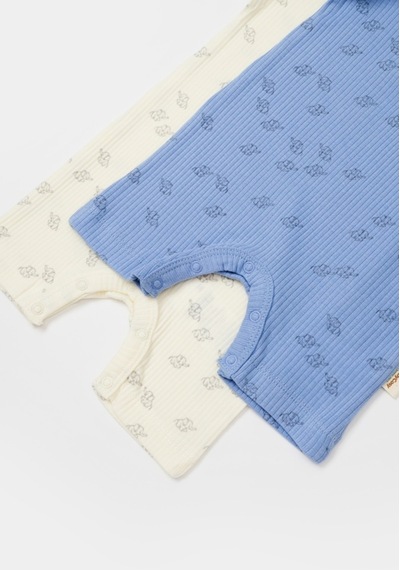 BabyCosy Organik Modal Fil Baskılı 2 Li Kısa Kollu Tulum Csym11425 001