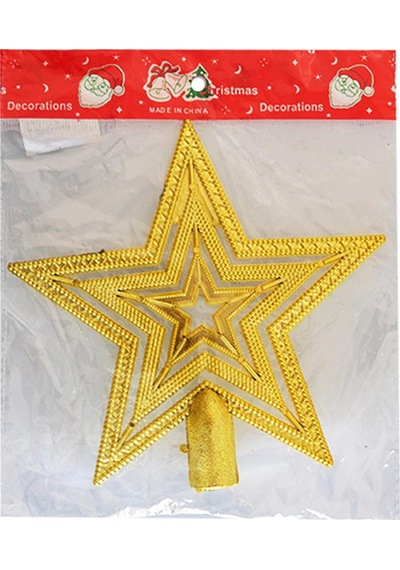 Yılbaşı Çam Ağacı Süsü 15 Cm Gold Yıldız Tepelik