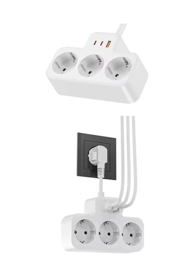 Çoklu Kablolu Priz Çoğaltıcı Priz Dönüştürücü 1usb 2type C Girişli Yüksek Akım Korumalı Fiş