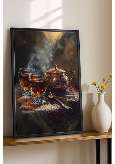 Premium Bakır Demlik Ramazan Özel Çerçeveli Tablo - Otantik Çay Ocağı Ve Manevi Şark Köşesi Dekoru Siyah Premium Bakır Demlik Ramazan Özel Çerçeveli Tablo - Otantik Çay Ocağı Ve Manevi Şark Köşesi Dekoru Siyah