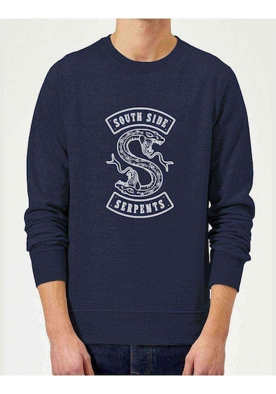 Riverdale South Side Snake Baskılı Indigo Mavi Erkek Örme Sweat