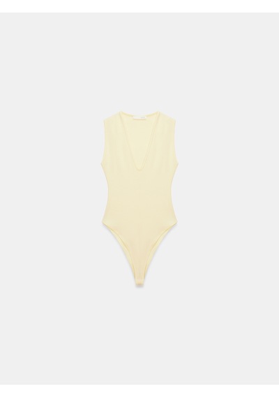 Dilvin 32835 V Yaka Bodysuit-açık Sarı