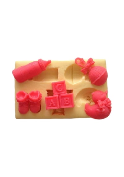 Biberon Çıngırak Ve Çeşitli Aksesuarlar Silikon Pasta Ve Seker Hamuru Kalibi 3x3x1,5 Cm 6