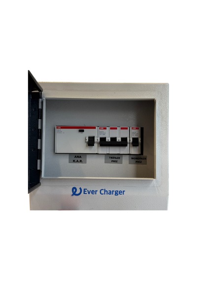 Ever Charger Trifaz Elektrikli Araç KombiBox – Metal, Kaçak Akım Röleli ve Sigortalı