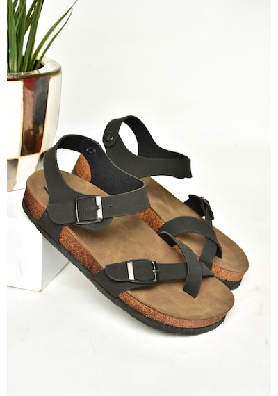 Fox Shoes H777786002 Siyah Süet Kadın Sandalet Siyah-süet Siyah