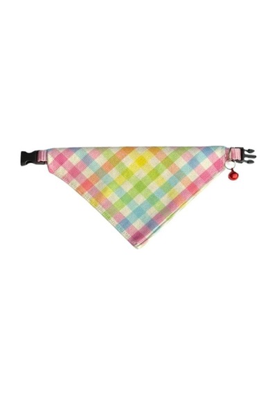 Cocopet Renkli Kare Desenli Ayarlanabilir Fular Bandana Kedli Tasması