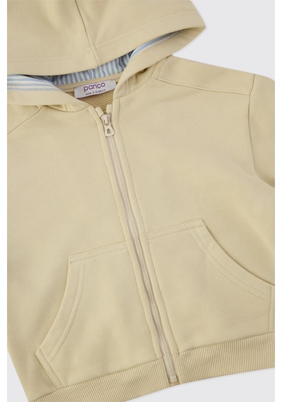 Panço Erkek Çocuk Fermuarlı Bej Sweatshirt 2611bk08003 Krem