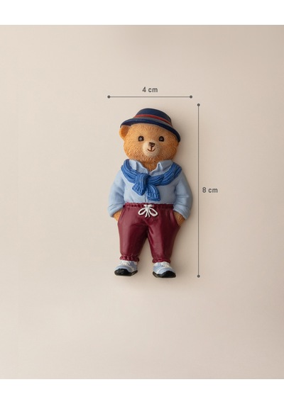 Benoit Bear Magnet - Mavi/bordo - 4x8 Cm 8684427186978 Çok Renkli