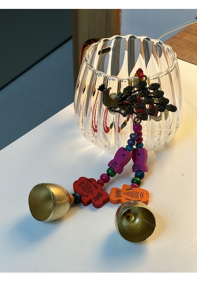 Mini Tavuskuşu Renkli Rüzgar Çanı/feng Shui Bereket Zili