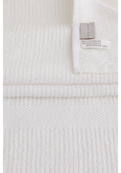 Ivory Beyaz Fitilli Mikro Fiber %100 Pamuk 2li El Yüz Havlusu Set Beyaz