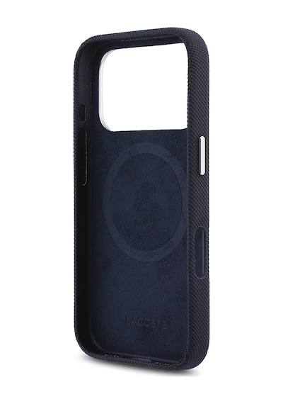 Apple iPhone 17 Pro Kılıf Lacoste Lisanslı M-safe Uyumlu Pvc Pike Desenli İkonik Timsah Logolu Lacivert