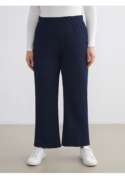Lcw Everyday Lacivert Beli Lastikli Dokulu Kadın Pantolon