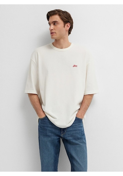 Mavi M0613503-70057 Mavi Logo Nakışlı T-shirt Erkek Tişort Beyaz