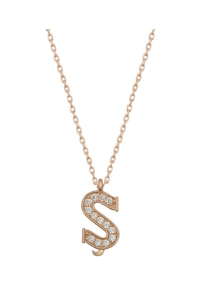 925 Ayar Gümüş Rose Ş Harfi Kadın Gümüş Kolye Rose Gold