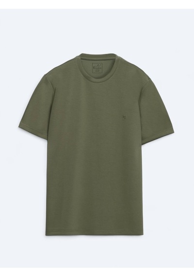 Kip Haki Düz Bisiklet Yaka T-shirt Çok Renkli