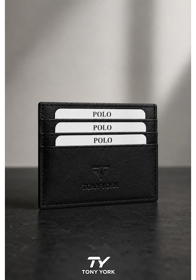 Tony York Orijinal Unisex Süper Slim Özel Kutulu 6 Kredi Kartlı 1 Para Bölmeli İnce Lüks Yumuşak Deri Kartlık siyah