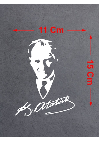 Atatürk İmza Ve Silüet Sticker - Gazi Mustafa Kemal - Atatürk - Araba Oto Motosiklet Araç Karavan Sticker 00565 15x11 Cm