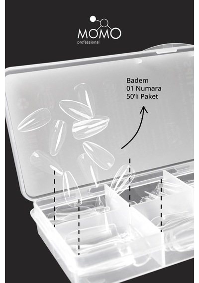 Momo Professional Soft Gel Tips Badem No:01 Tek Boy 50 Li Yedek Paket