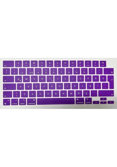 Macbook Uyumlu Air 13.6 Inç 2025 A3240 M4 - A3113 M3 - A2681 M2 Işlemcili Türkçe Q Silikon Klavye Koruyucu Mor