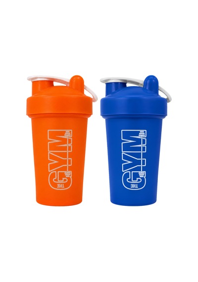 Gym Shaker 550 Ml Ölçekli Ve Sızdırmaz Kapaklı Protein Shaker 2'li Set Turuncu+mavi Turuncu-mavi