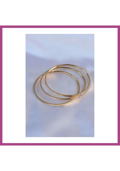 Gees Global 316l Çelik Gold Renk 3'lü Ajda Model Kadın 60 Mm Bilezik Gbzs